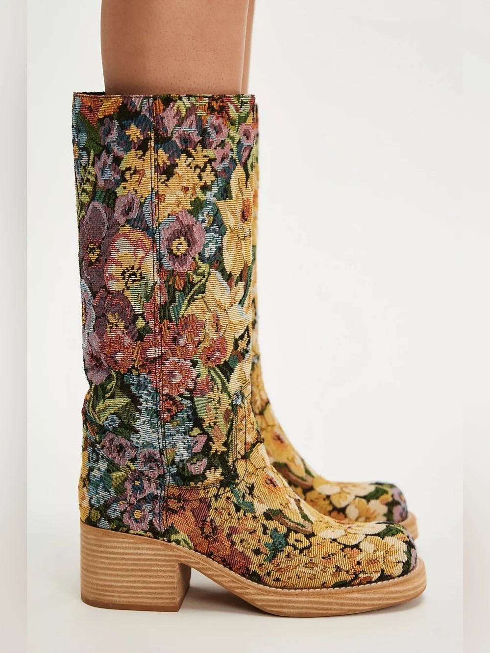 Jeffrey Campbell free people exclusive Whimsy Pull-On Boots olive tapestry